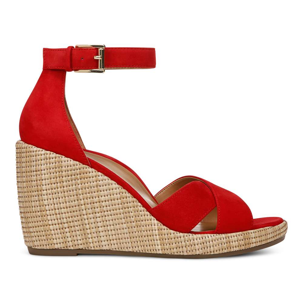 Marina Wedge Sandal - Red Suede