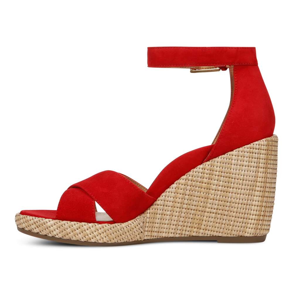 Marina Wedge Sandal - Red Suede