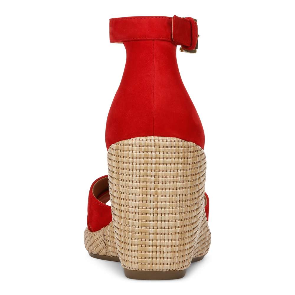 Marina Wedge Sandal - Red Suede