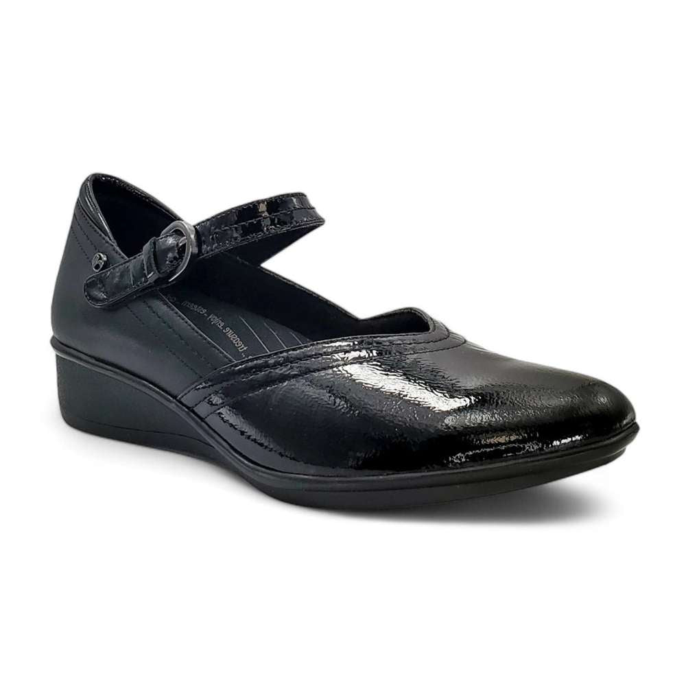 Narita Mary-Jane Flats - Black Patent