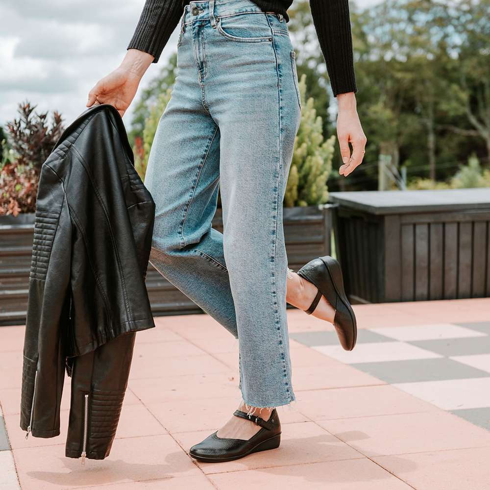 Narita Mary-Jane Flats - Black Pebble