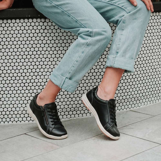 Lifestyle image for North Zip Casual Sneaker - Black Leather