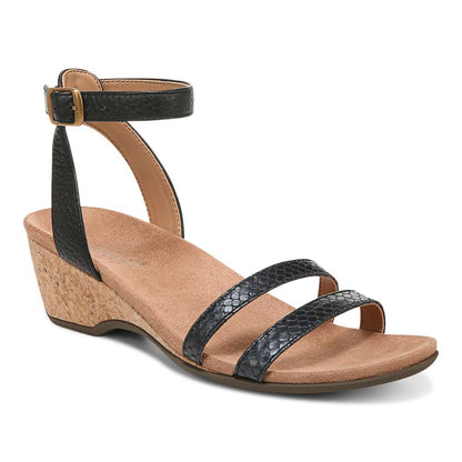 Orlanda Wedge Sandal - Black Pearl Snake