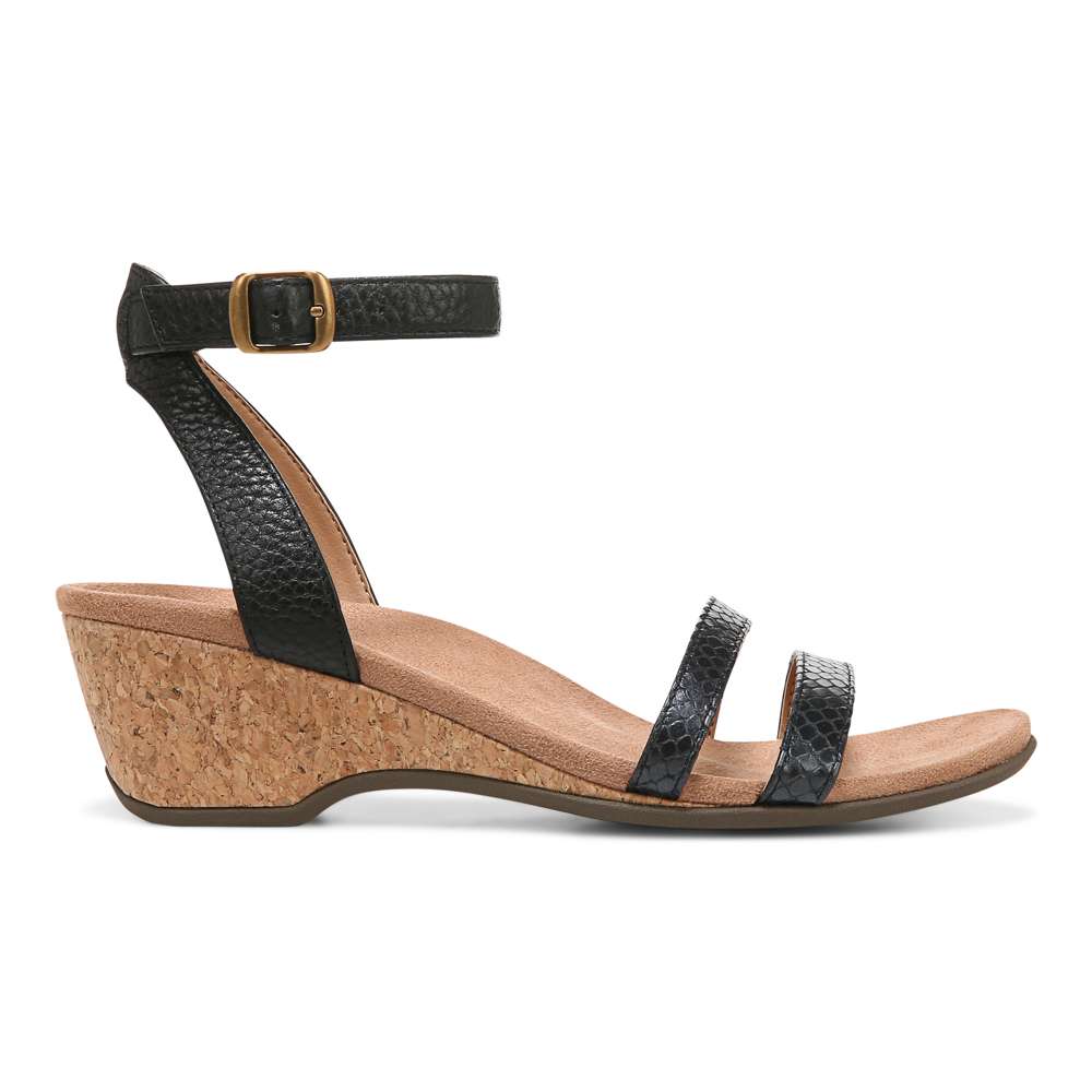 Orlanda Wedge Sandal - Black Pearl Snake