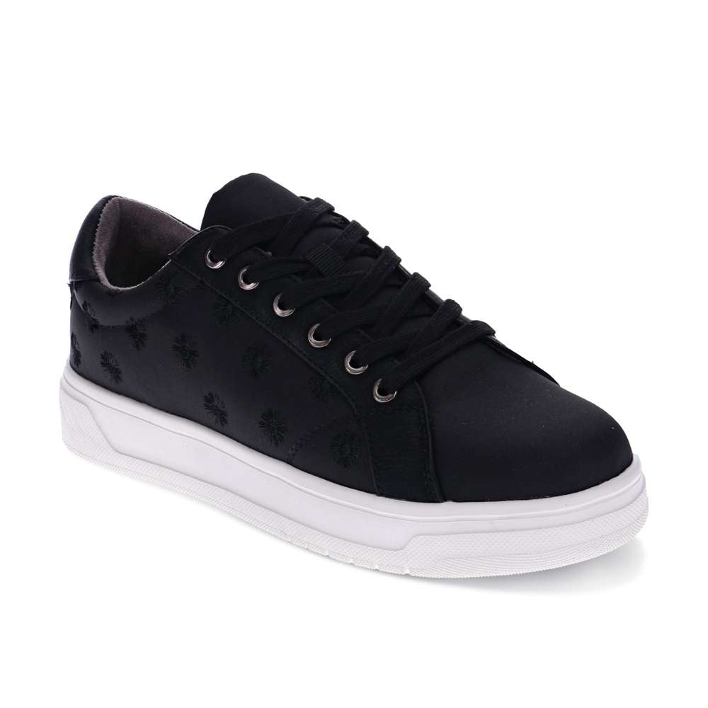 Paisley Floral Sneaker - Black/Black Tumble