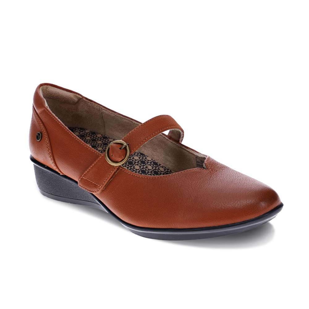 Sicily Wedged Mary-Jane - Cognac