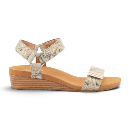 Utica Print Sandal - Taupe Snake