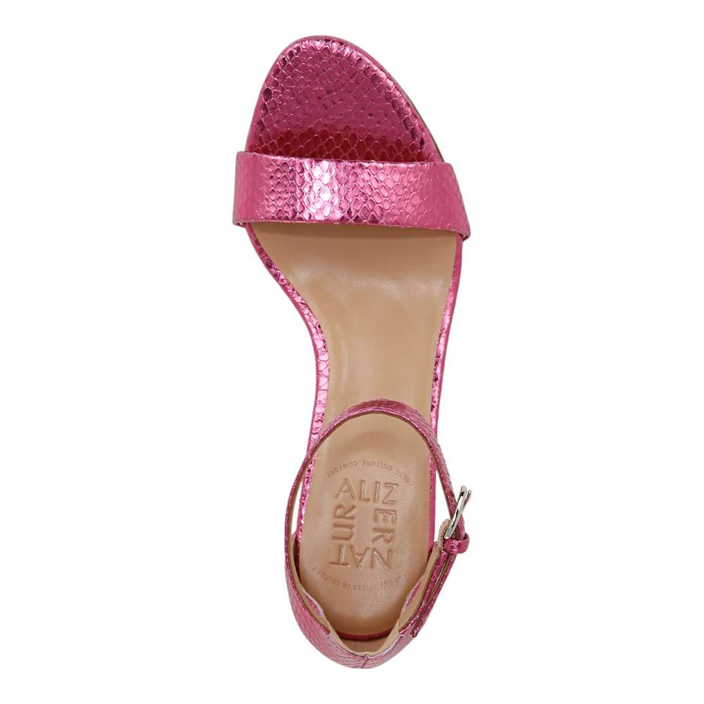 Vera Dress Sandal - Pink Metallic Snake Print Leather